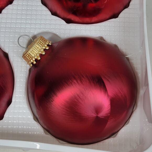 Christmas by Krebs Crimson Jewel Glass Ball Ornaments Red Feather Painted 6 - Picture 14 of 16